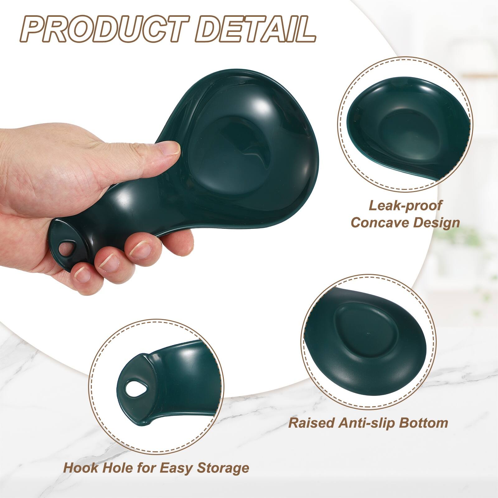 PRODUCT DETAIL

- Leak-proof Concave Design
- Raised Anti-slip Bottom
- Hook Hole for Easy Storage