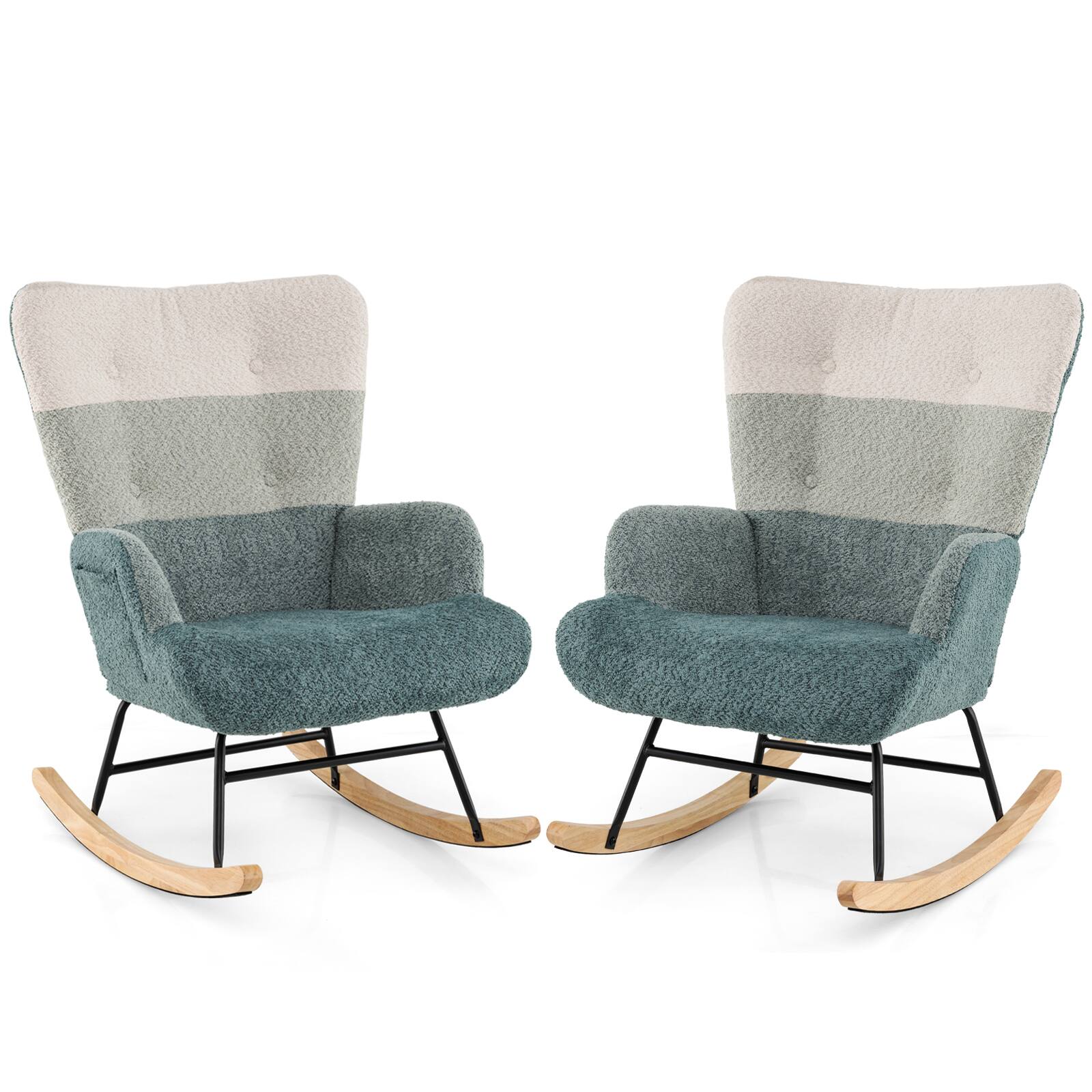 Left. WELLFOR - Nursery Rocking Chair with Ergonomic Armrests and High Backrest - Colorful.
