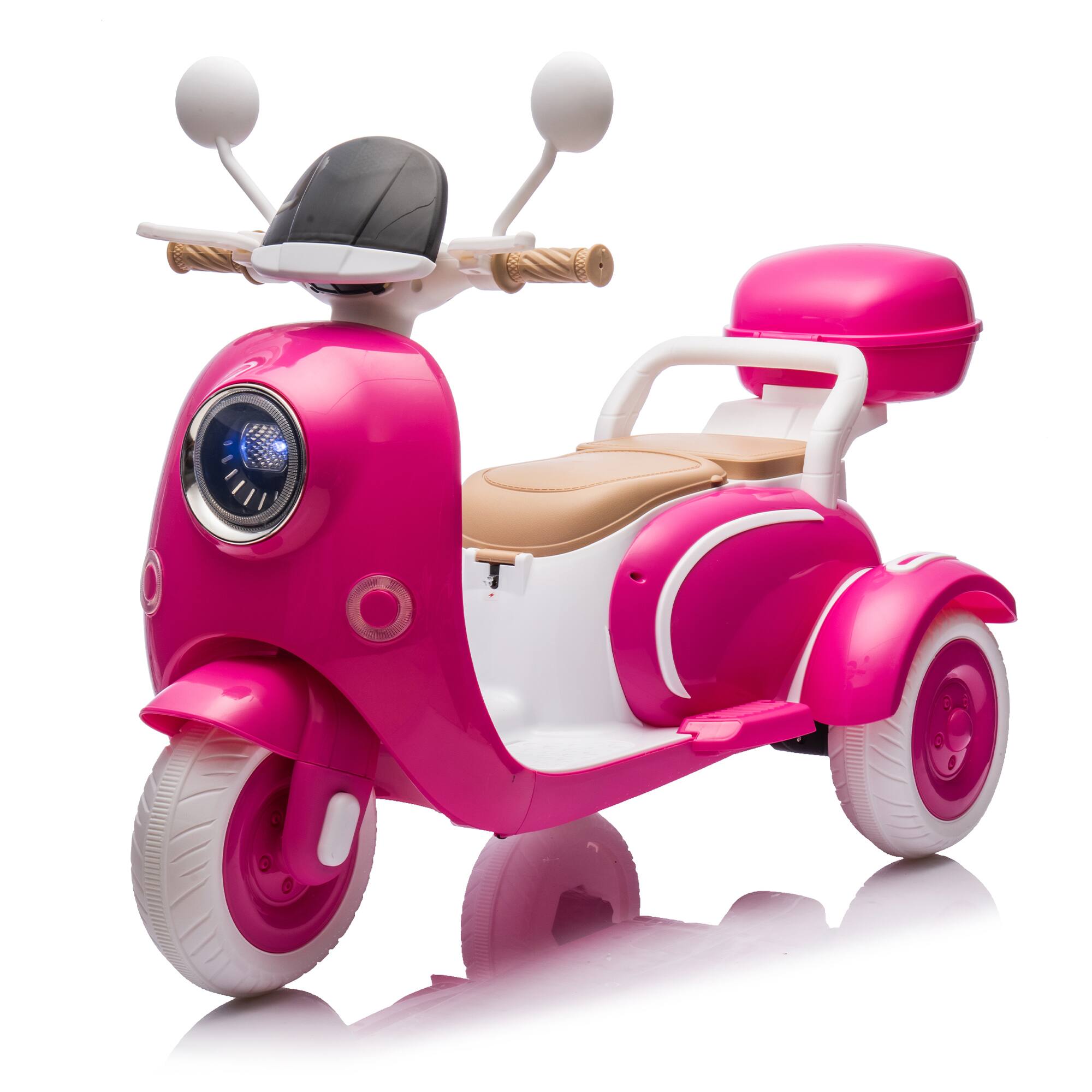Front. Aukfa - 12V Two Motors Kids Ride On Motorcycle - Two-Seater with Bluetooth, LED Headlight, Storage Trunk for Ages 3-6.