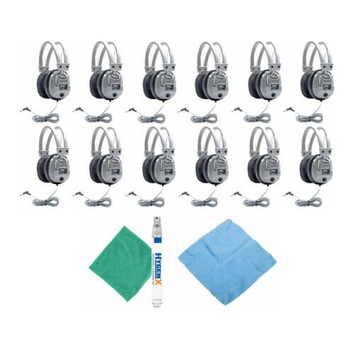 Angle. Hamilton Beach - Hamilton Buhl SC 7V Schoolmate Deluxe Headphones 12 Pack with Accessory Bundle - Black.