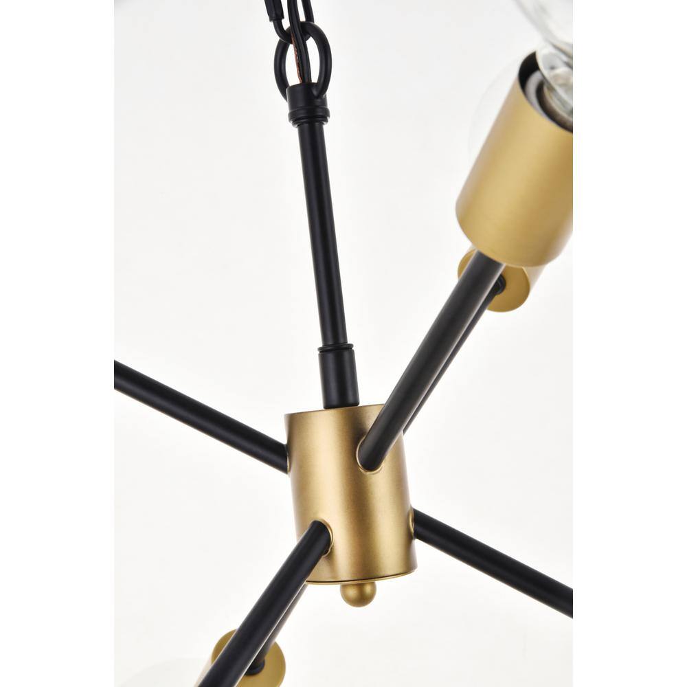 Alt View 5. Living District - Nolan 6 Light matte black Pendant - Matte Black.