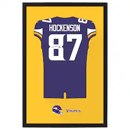 Sporticulture - T.J. Hockenson Minnesota Vikings Home Jersey Framed Art Print - Purple