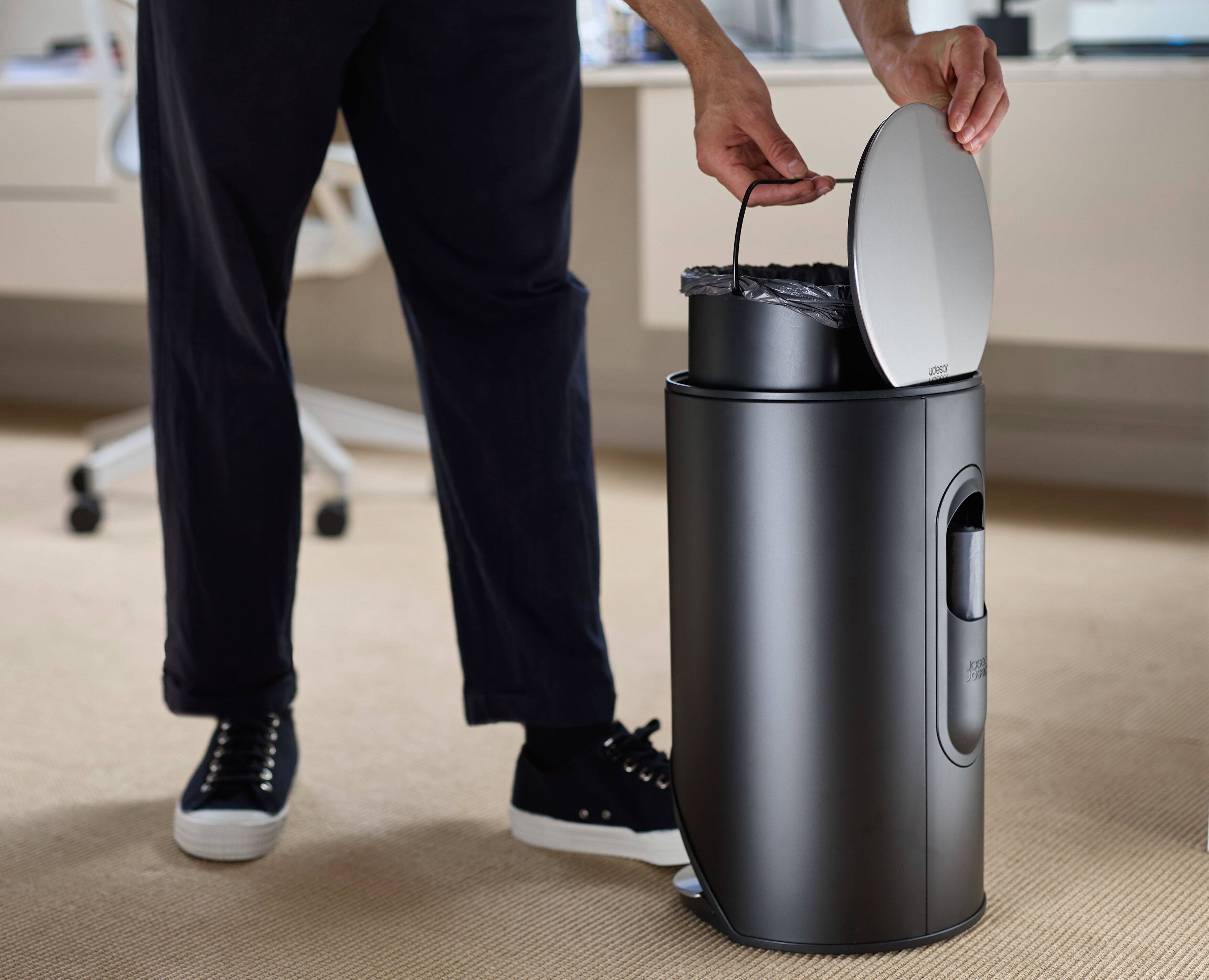 Alt View 2. Joseph Joseph - Arc 10-liter Easy-push Pedal Trash Can - Carbon Black.