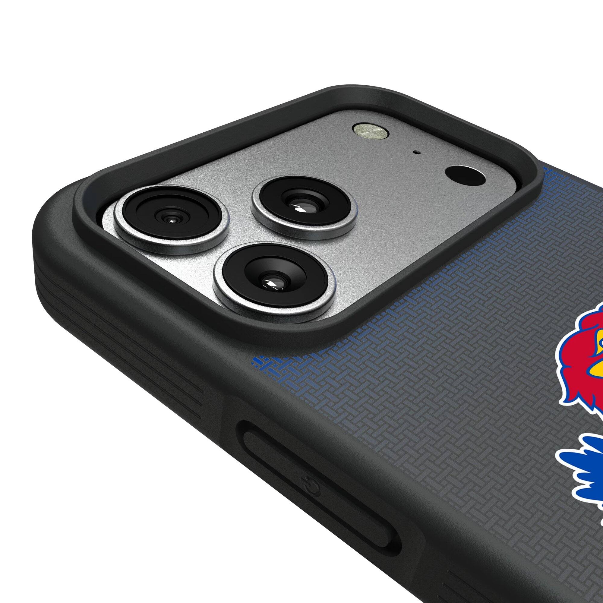 Alt View 2. Keyscaper - Kansas Jayhawks Linen Logo iPhone Bump Case - 14 Pro - Black.
