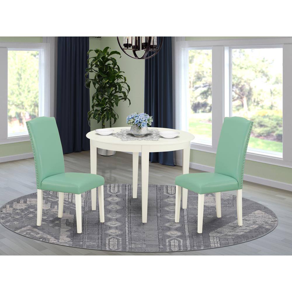 Left. East West Furniture - Dining Room Set Linen White - Brown.
