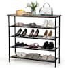 Front. Costway - Shoe Rack 5-Tier Shoe Storage Organizer W/4 Metal Mesh Shelves for 16-20 Pairs - Rustic brown.