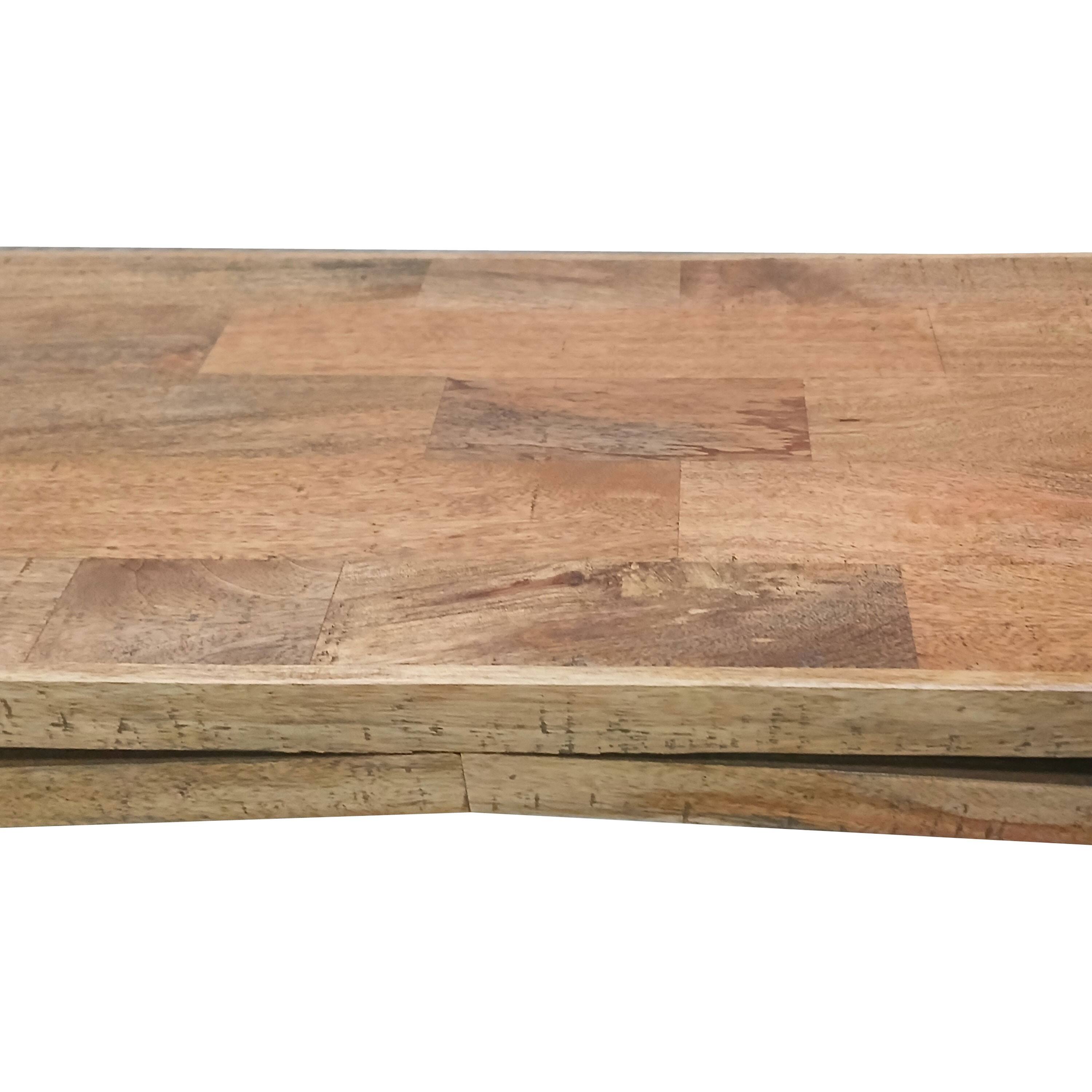 Back. Manhattan Lane - Keri Console Table, 60 inch Solid Mango Wood Slab Top, Handcrafted Rustic Natural Brown, Organic Design - Natural Brown.