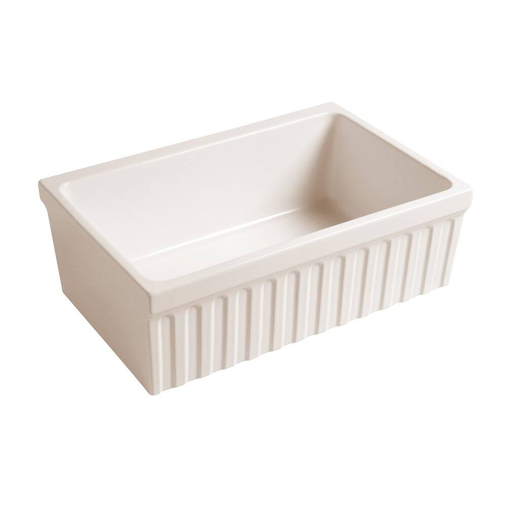 Angle. Whitehaus - Farmhaus Fireclay Quatro Alcove Reversible Sink - Brown.