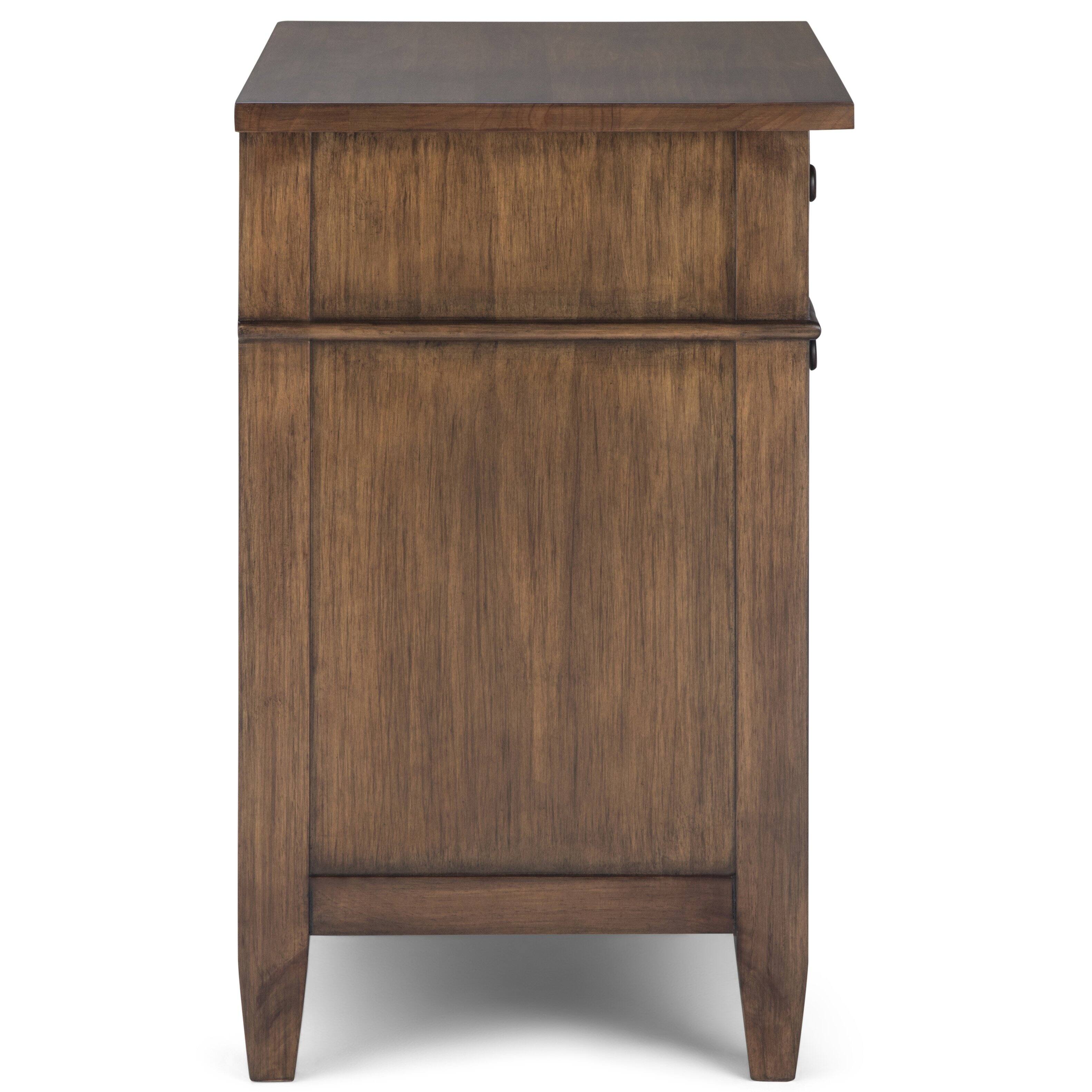 Alt View 1. Simpli Home - Carlton 24 inch Bedside Table (Set of 2) - Rustic Natural Aged Brown.