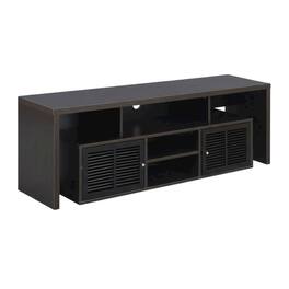 FurniFact - Espresso TV Stand with Bamboo Door and Melamine Veneer Finish for Flat Screens - Gray