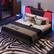 Angle. Bestier - King Size Bed Frame with LED Adjustable Storage headboard, PU Leather Upholstered Platform Bed - Black.