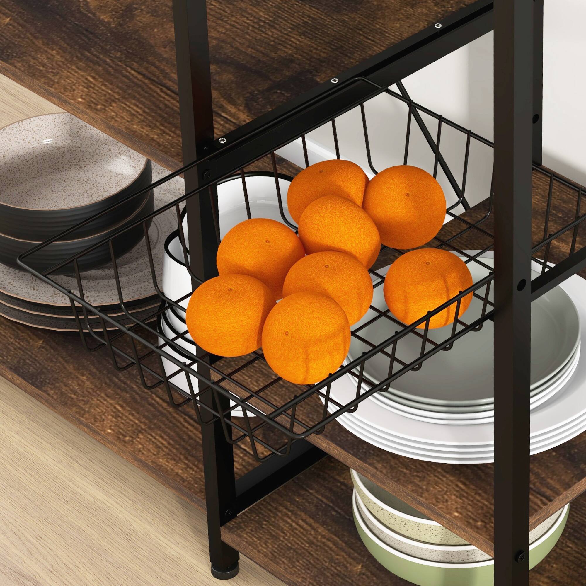 Alt View 5. Homcom - Bakers Racks with Power Outlet and LED Lights, Coffee Bar Table for Kitchens with Storage, Microwave Stand.