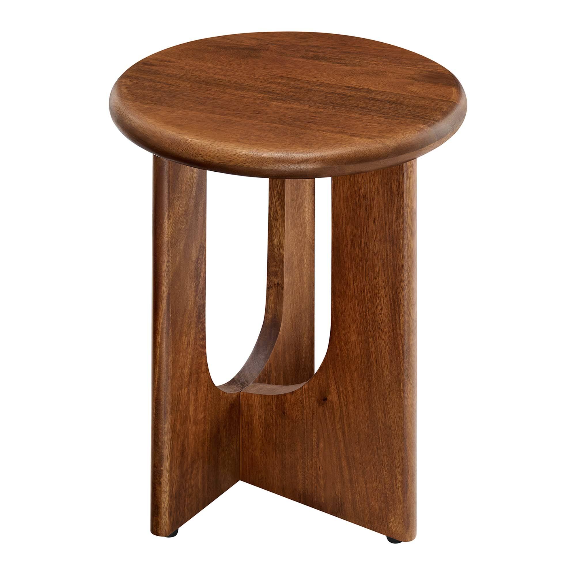 Angle. Modway - Rivian Round Side Table by Modway - Walnut.
