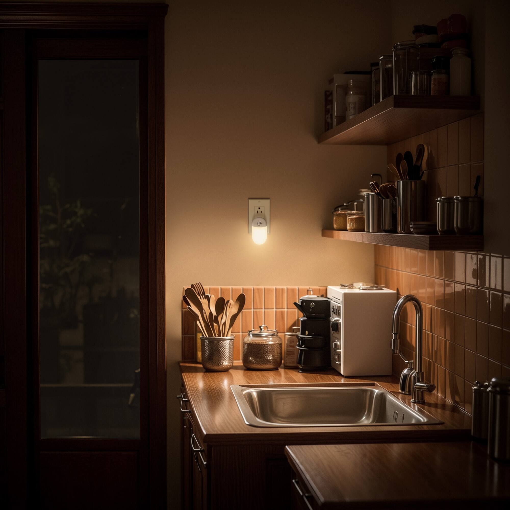 Alt View 2. Jandcase - JANDCASE 2-Pack 0.6W Plug-in Motion Sensor Night Light, 3000K Warm Glow,, 2-Step Dimming, ON/OFF/AUTO - White.