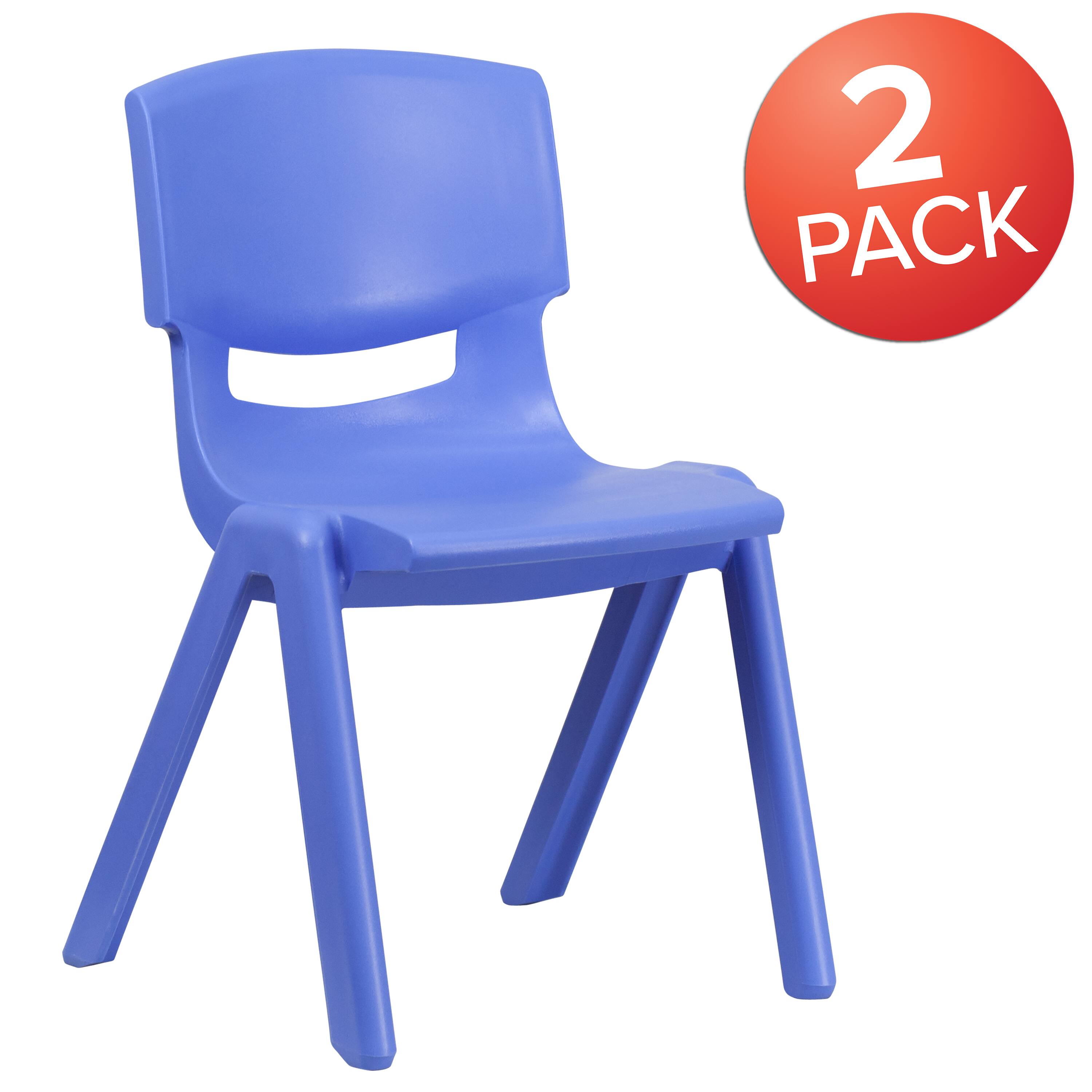 Alt View 1. Emma + Oliver - 2 Pack Plastic Stackable School Chair with 15.5"H Seat - Blue.