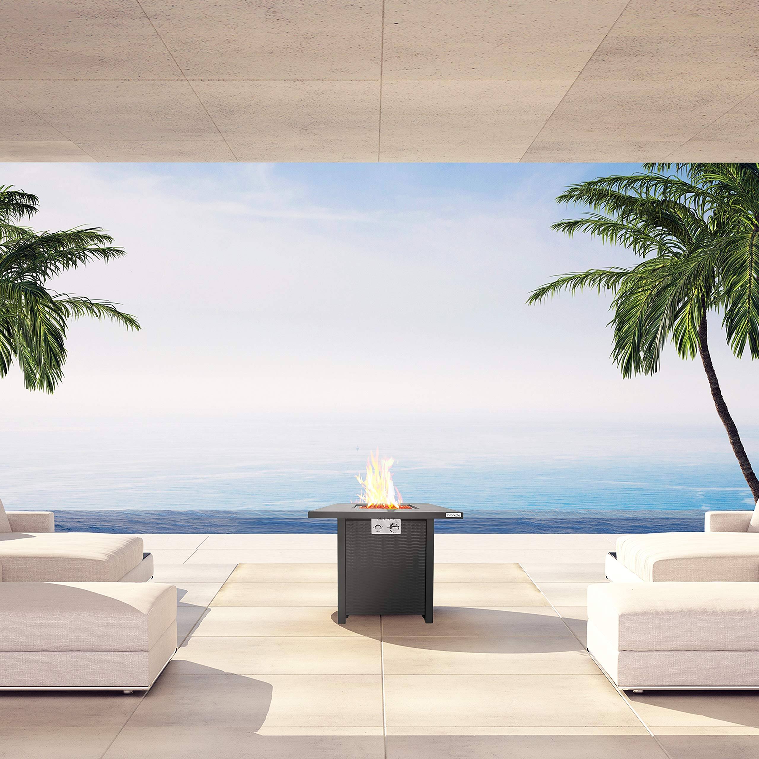 Alt View 4. SereneLife - SereneLife Outdoor Propane Fire Pit Table, 40,000 BTU, CSA Approved, Pulse Ignition, Steel Top - SLFPS3 - Gray.