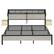 Alt View 5. Bestier - Bestier King Bed Frame Golden Stripe Headboard LED Nightstands Metal Platform No Box Spring - Grey.