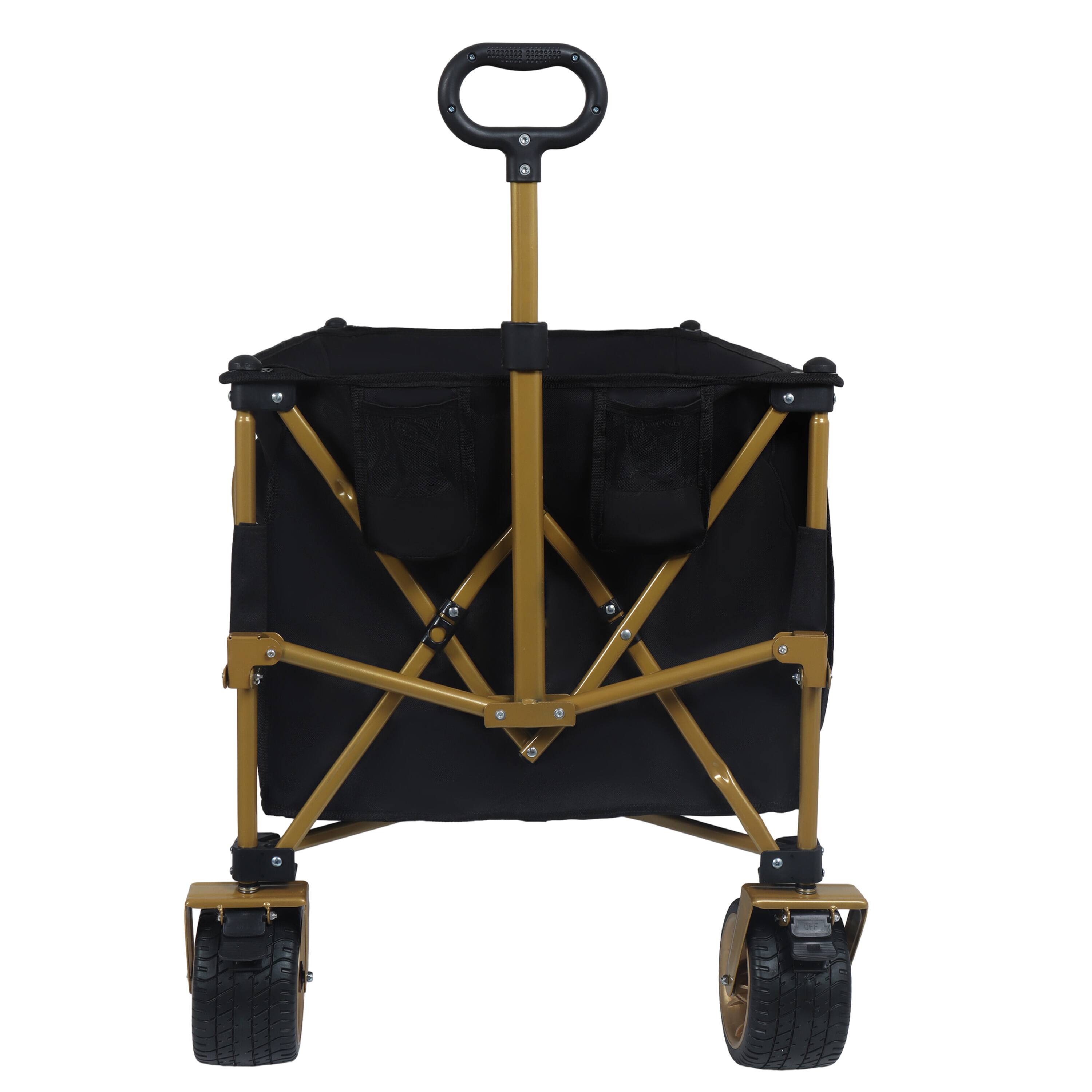 Left. APRILSOUL - Foldable Utility Wagon - 480lbs Capacity Patented Ultra-Stable Frame Space-Saving Fold and All-Terrain Wheels Black - Black.