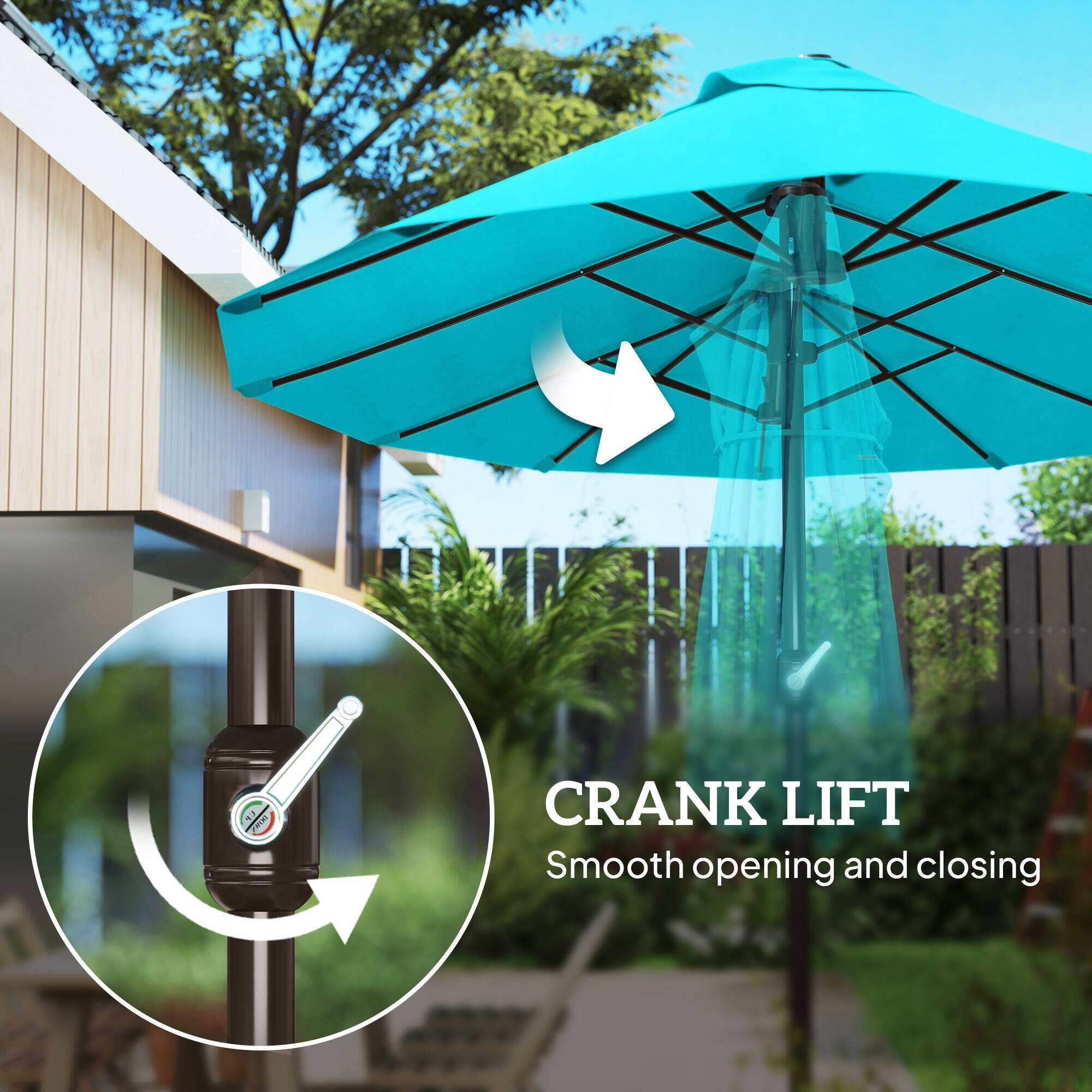 CRANK LIFT  
Smooth opening and closing