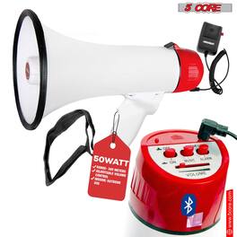 5 CORE - Megaphone Bullhorn Speaker 50W Bull Horn Cheer Megafono 300M - White