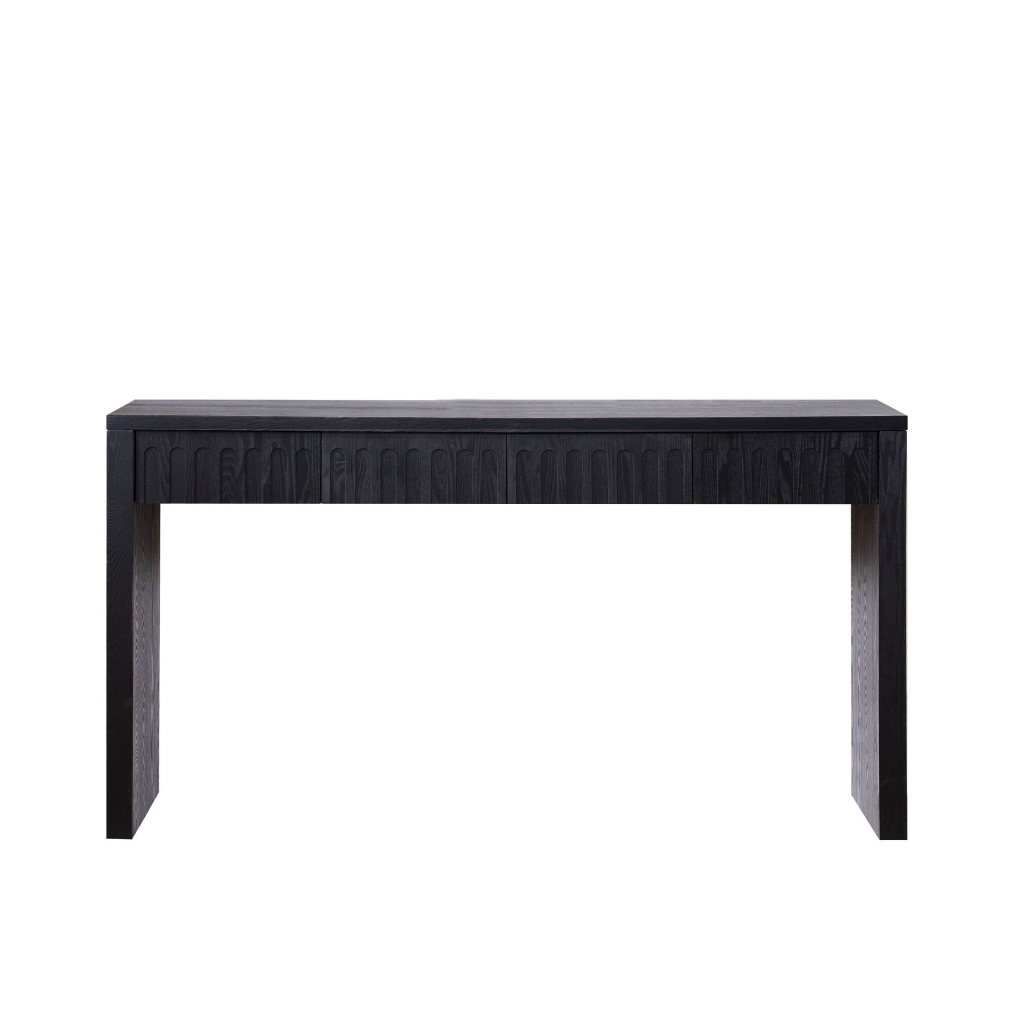 Left. GOODSILO - Contemporary Entryway Console Table with Four Drawers and Natural Wood Finish - Black.