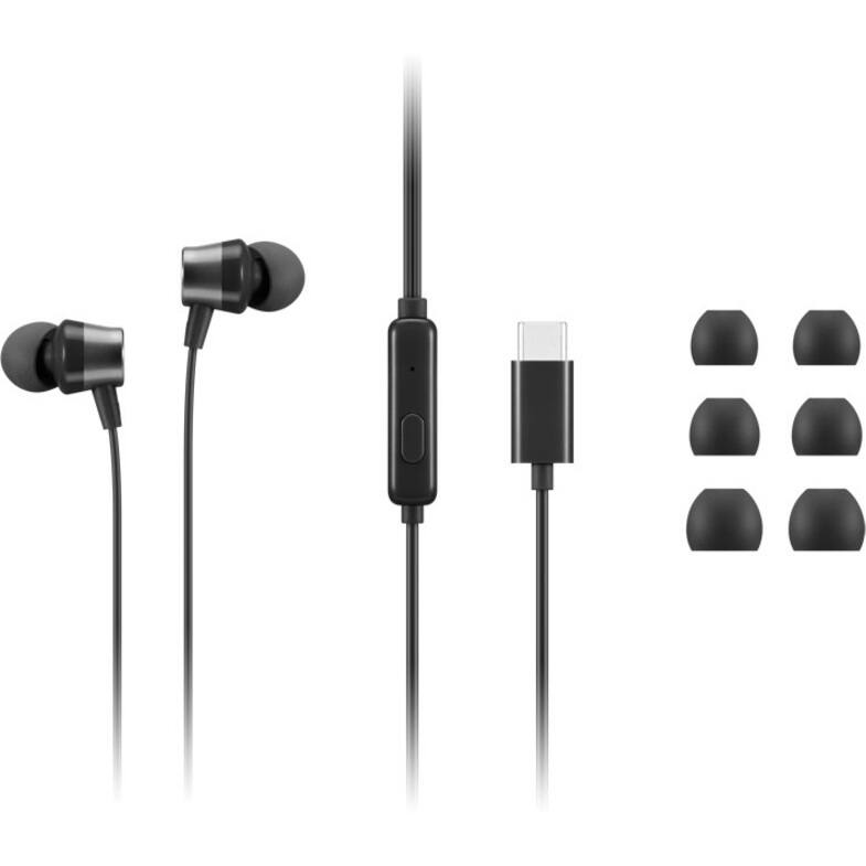 Alt View 2. Lenovo - Lenovo USB-C Wired In-Ear Headphone - Stereo - USB Type C - Wired - 32 Ohm - 100 Hz to 200 kHz - Earbud - Binaural - Unknown.