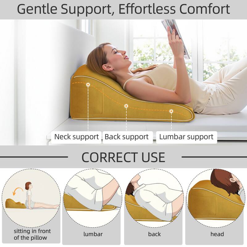 Gentle Support, Effortless Comfort

Neck support, Back support, Lumbar support

CORRECT USE

sitting in front of the pillow

lumbar

back

head