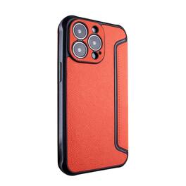 Reiko - Magnetic Wallet Leather Phone Case For Apple Iphone 14 Plus In - Orange