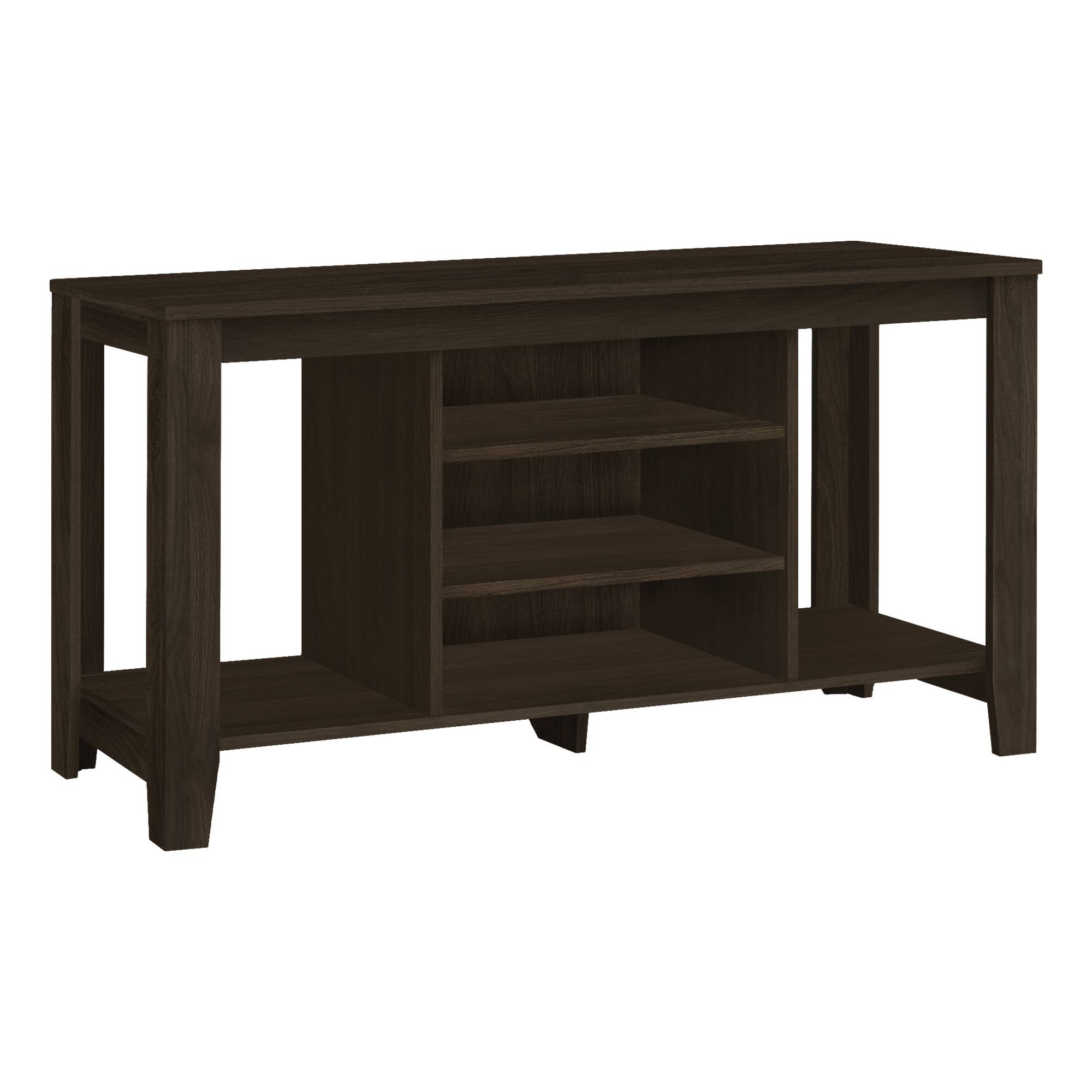 Angle. APRILSOUL - Tv Stand 48 Inch Console Media Entertainment Center Storage Shelves Living Room Brown Laminate Contemporary Modern - Espresso.