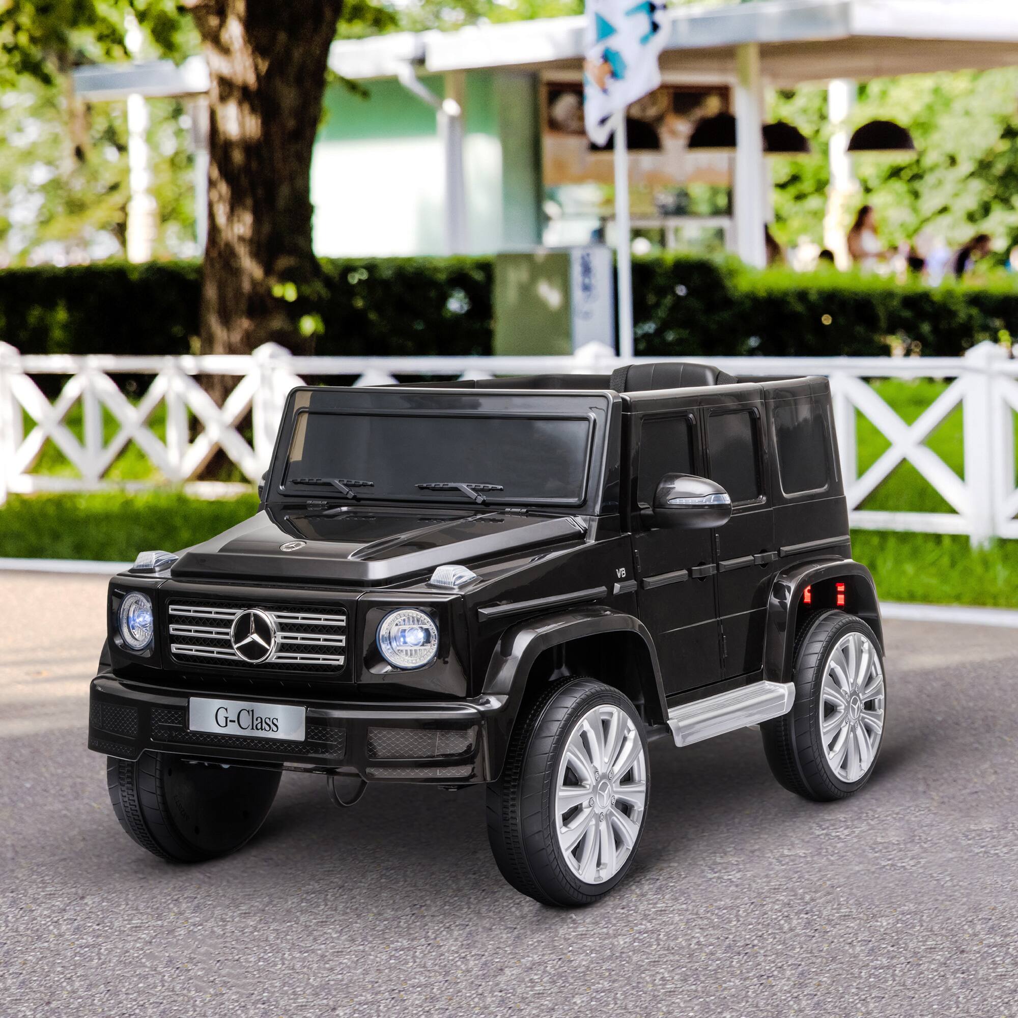 Angle. Aosom - 12V Kids Electric Car, Mercedes Benz G500 Licensed Ride on Truck with Remote, Headlights, Music, Suspension, Storage.