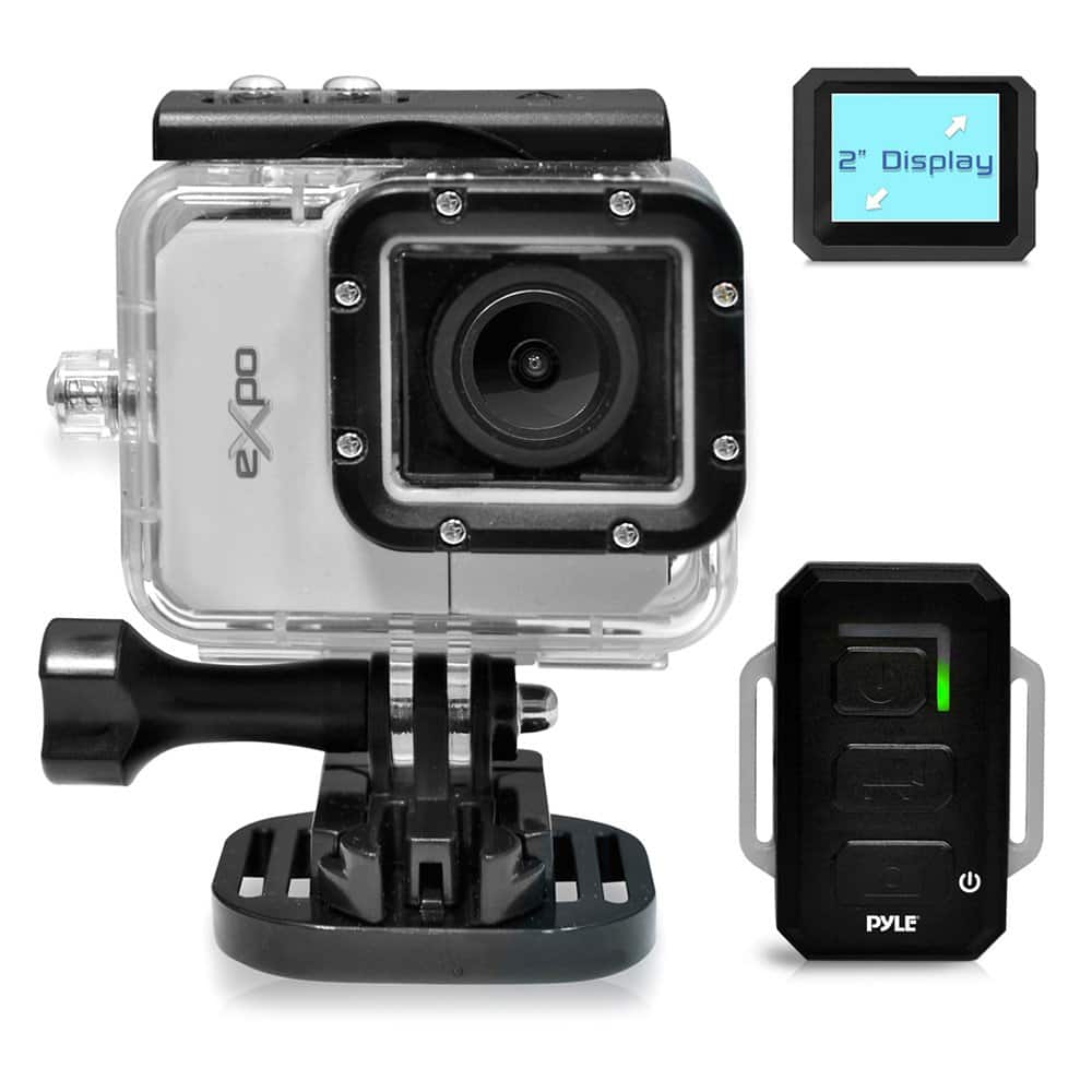 Pyle - Expo HD Action Camera - 1080P, 20MP, WiFi, 2” Screen, Waterproof, USB, SD Card, Wireless Remote (PSCHD90SL)