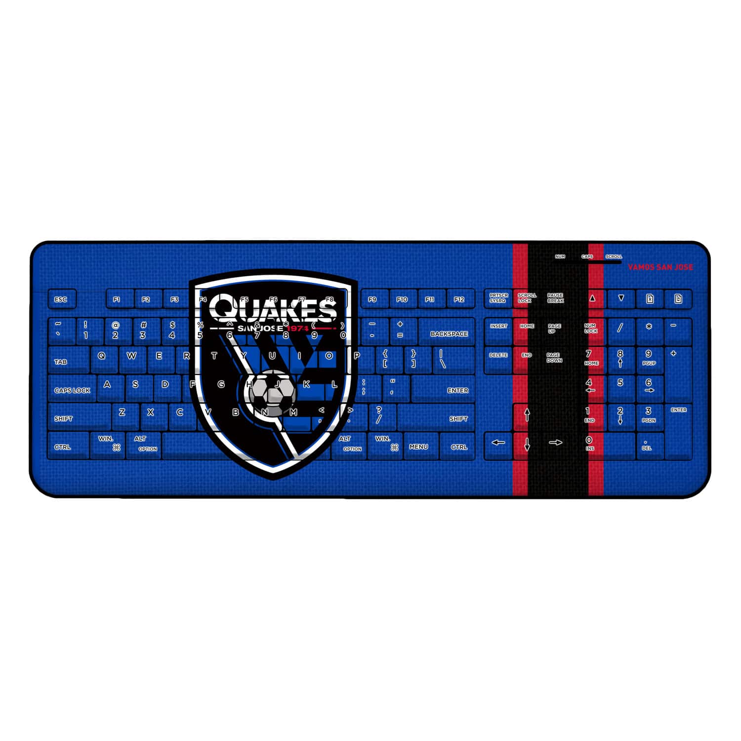 Keyscaper - San Jose Earthquakes Team Stripe Wireless Keyboard - Multicolor