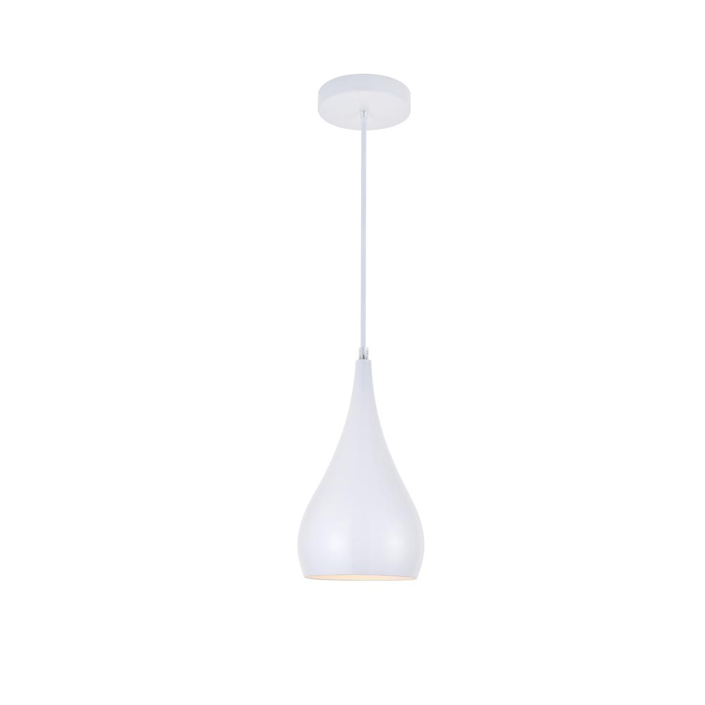 Alt View 5. Living District - Nora 1 Light White Pendant - White.