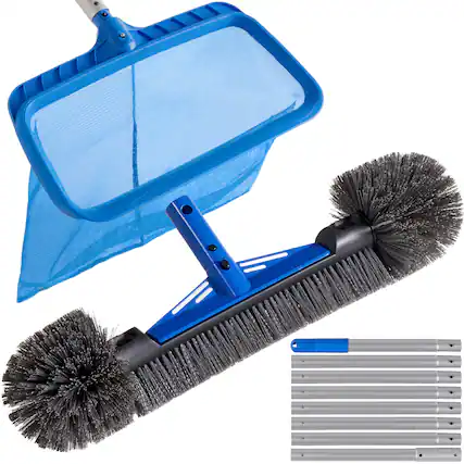 Front. Best Choice Products - Best Choice Products Pool Cleaning Kit Pool Brush, Skimmer Net & 9 ft Adjustable Pole for Wall & Surface Cleaning - Blue.