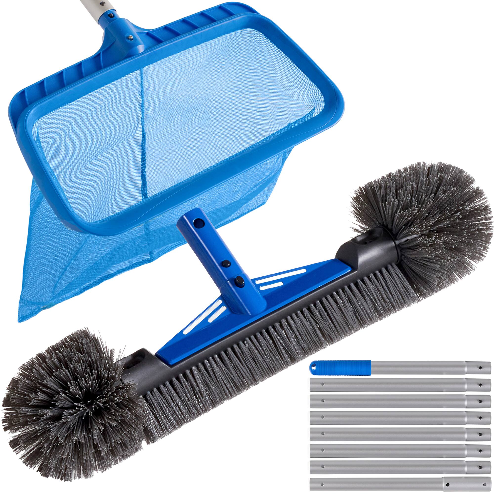 Front. Best Choice Products - Best Choice Products Pool Cleaning Kit  Pool Brush, Skimmer Net & 9 ft Adjustable Pole for Wall & Surface Cleaning - Blue.