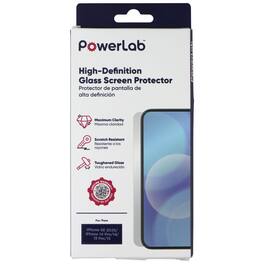 PowerLab - HD Glass Screen Protector for iPhone 16e/14/14 Pro/13 Pro/13 - Clear