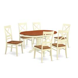 East West Furniture - Dining room sets for 6 -Kitchen Table and 6 Dining Chairs - Buttermilk & Cherry