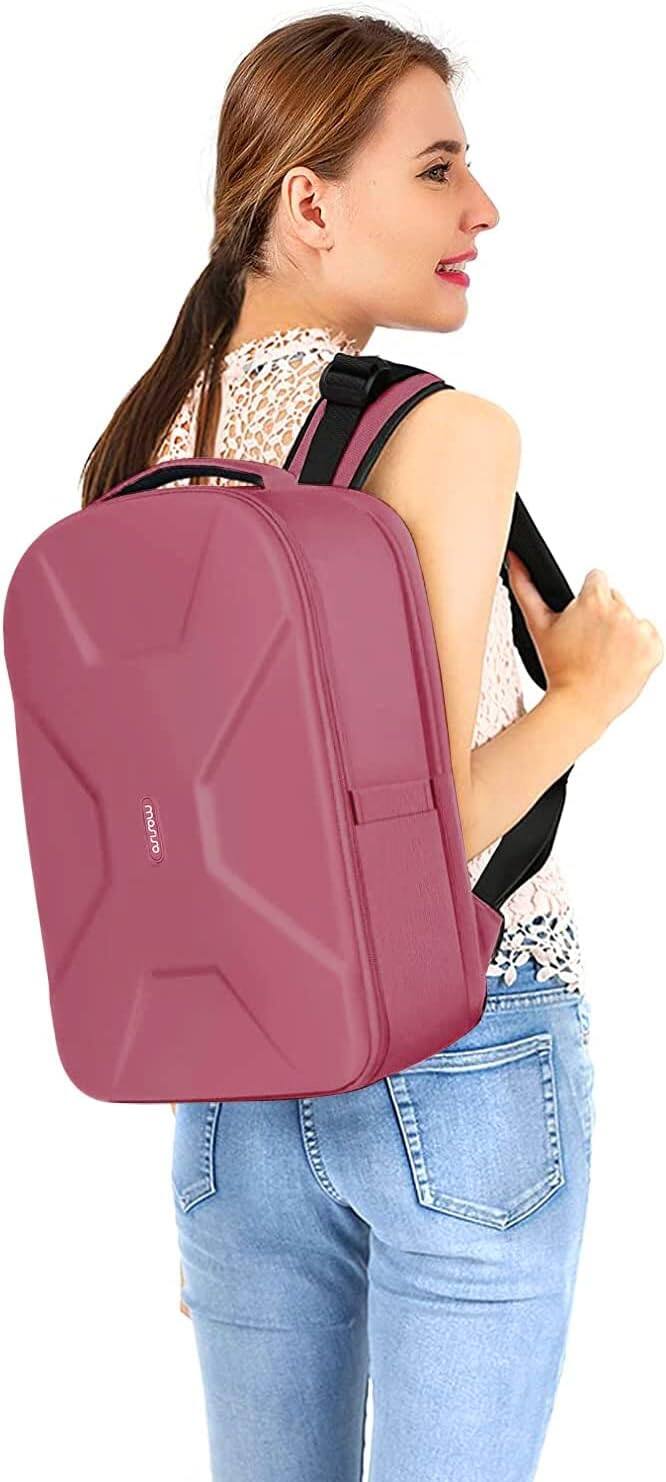 Alt View 2. mosiso - Camera Backpack 15-16 inch Waterproof Hardshell Camera Bag with Tripod Holder&Laptop Compartment - Dusty Rose.