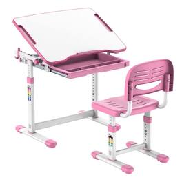 Mount-It! - Children's Desk and Chair Set — Adjustable Kids Study Table with Chair for Home or School - Pink