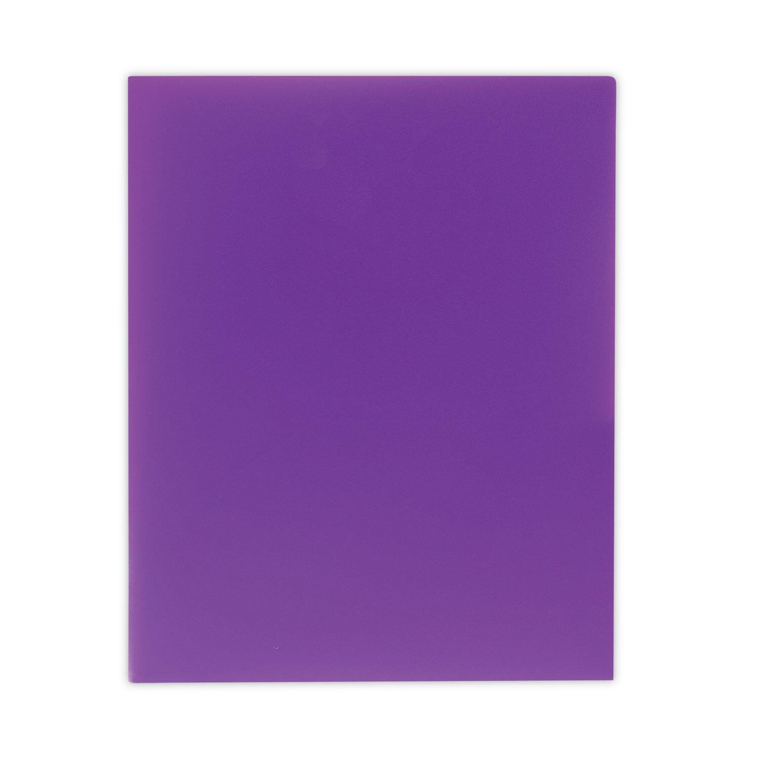 Left. C-Line Products - Two-Pocket Heavyweight Poly Portfolio Folder, 11 x 8.5, Purple, 25/Box.