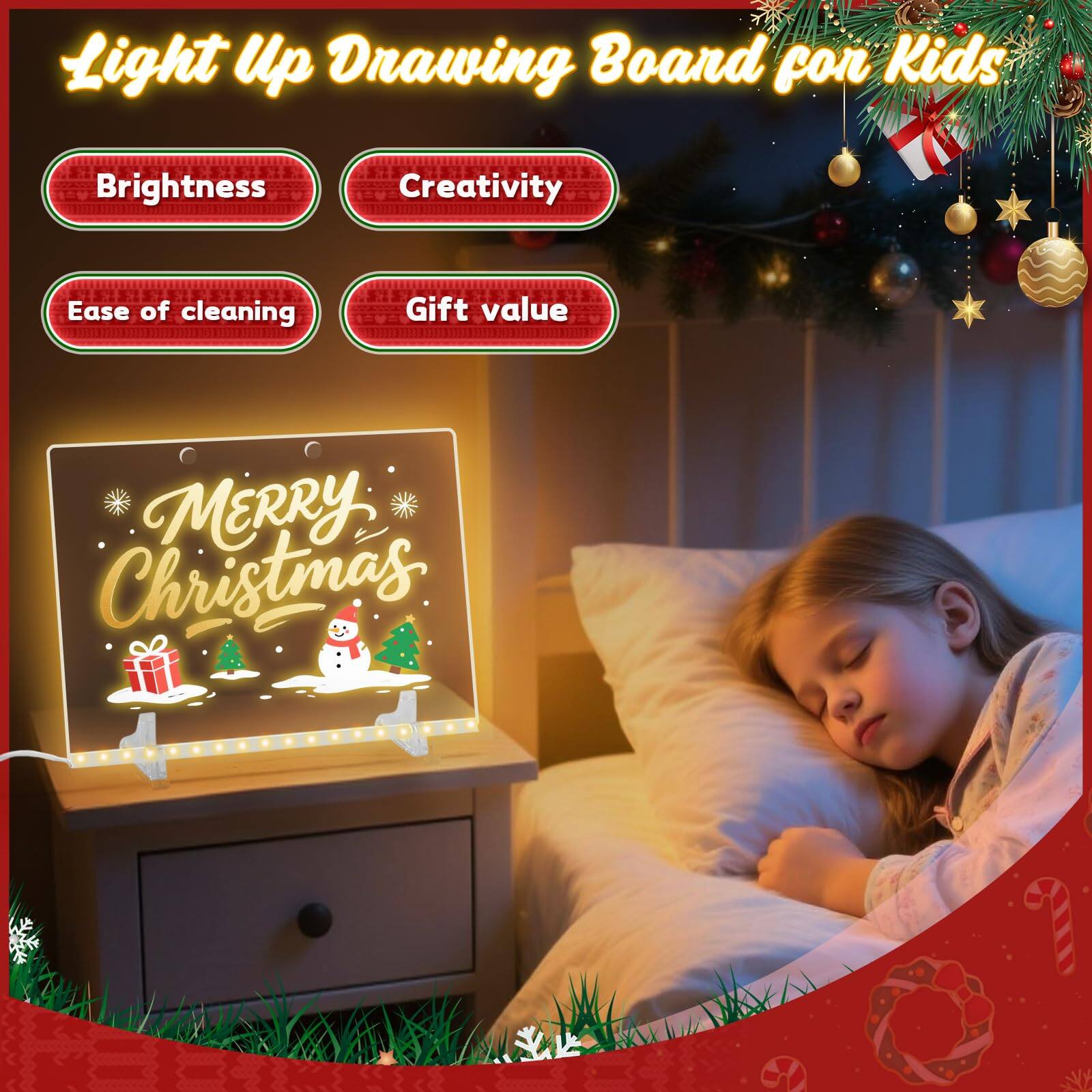 Light Up Drawing Board for Kids

- Brightness
- Creativity
- Ease of cleaning
- Gift value

Merry Christmas