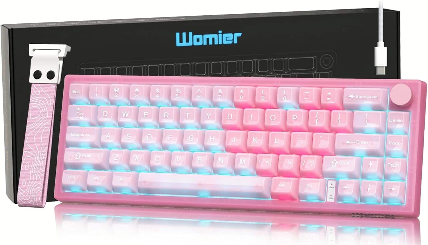 Womier - VK66 Pro 65% Wired Gaming Keyboard, QMK/VIA Creamy Mechanical Keyboard - Light Pink