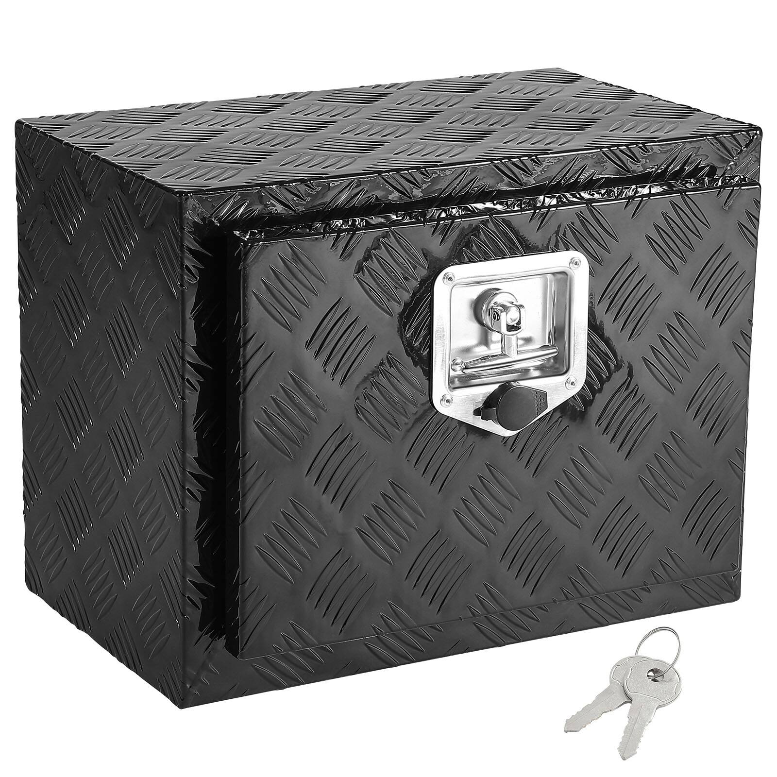 Alt View 5. VEVOR - Underbody Truck Box, 18" x 12" x 14" Pickup Storage Box, Heavy Duty Aluminum Diamond Plate Tool Box with Lock and Keys - Black.