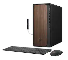 HP - OmniDesk AI Desktop PC (15th Gen Intel Ultra 7-265, 64GB DDR5, 2TB PCIe SSD, Win 11 Home, WiFi 6, Bluetooth 5.4) - Dark Wood