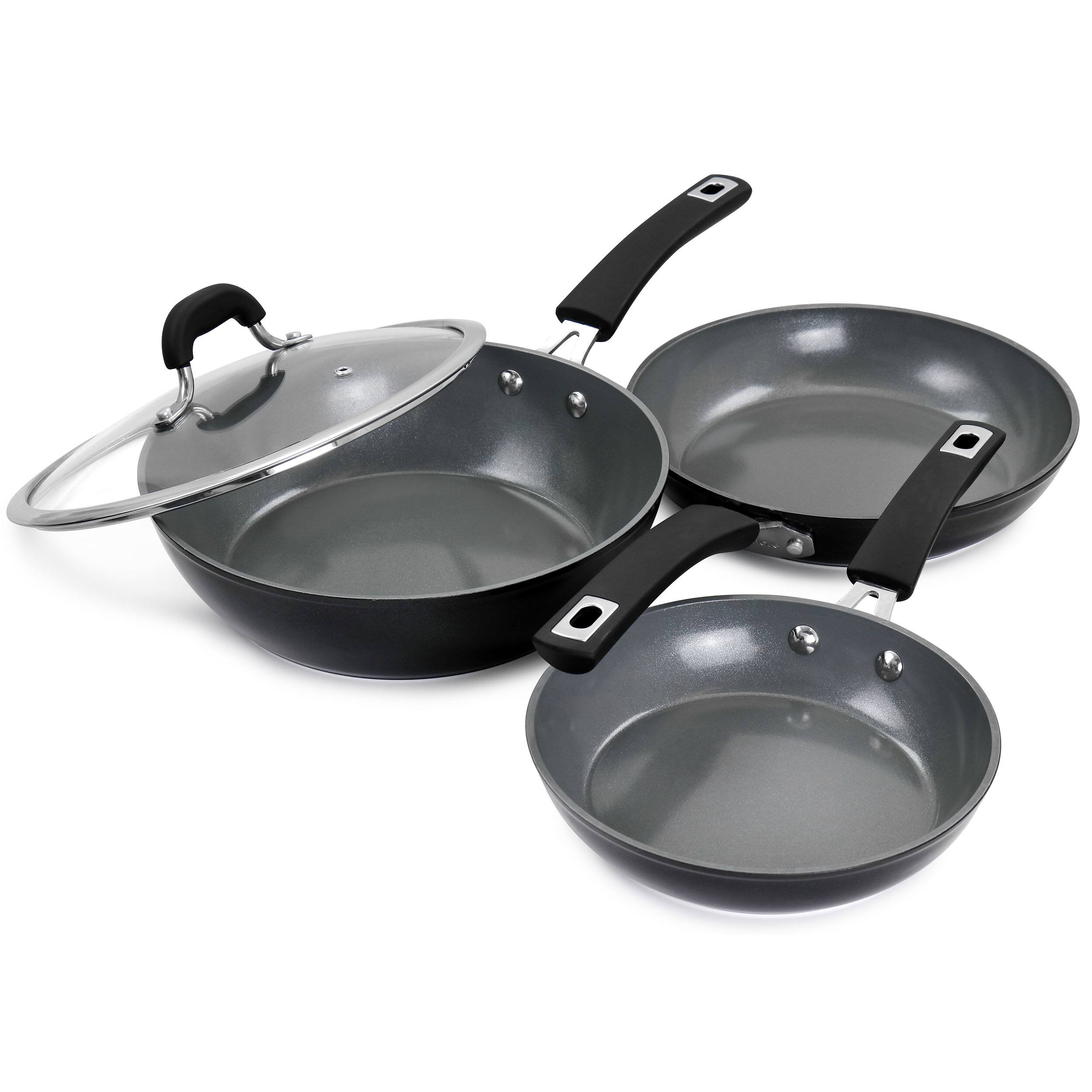 Alt View 2. Kenmore - Kenmore 12 Piece Ceramic Coated Aluminum Cookware Set in Black - Black.