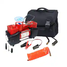 JETRANSPORT - Tire Inflator Heavy Duty Double Cylinders Direct Drive Inflation Pump 12v Portable Air Compressor With Emer - Red2