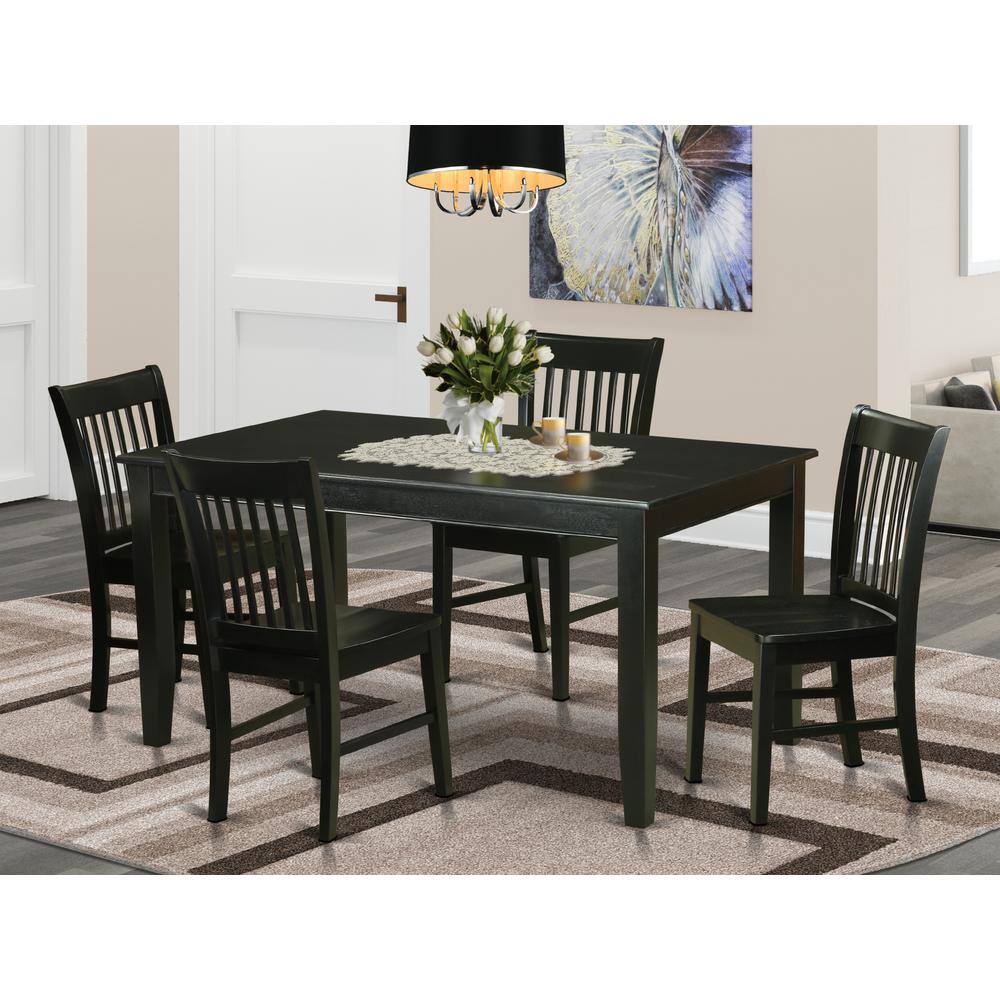 Back. East West Furniture - 5 PC dinette set-Dinette Table and 4 Dining Chairs - Black.