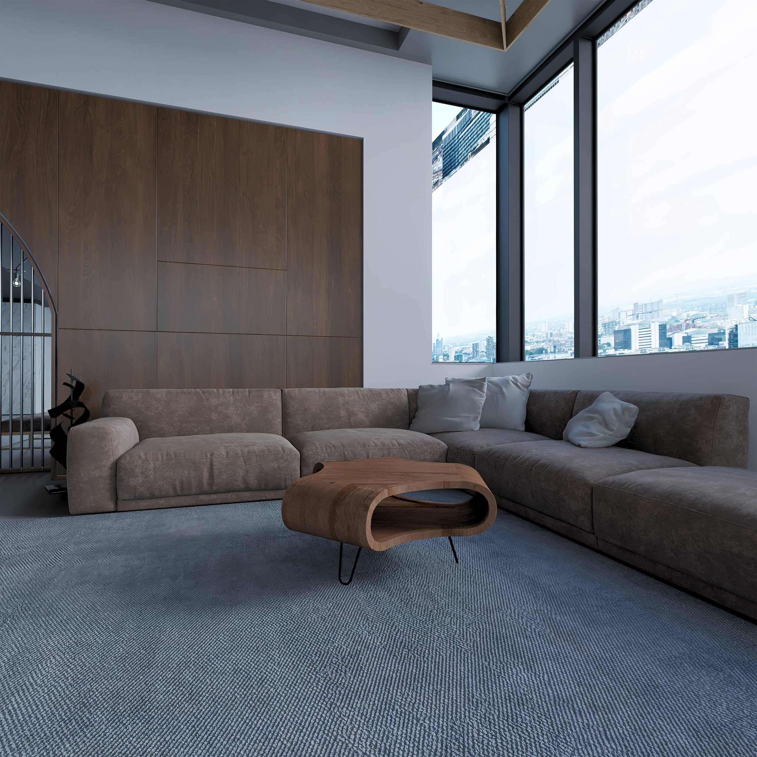 Alt View 6. Manhattan Lane - 37 Inch Coffee Table, Handcrafted Curved Hexagon Shape with Open Shelf, Natural Brown Acacia Wood, Iron Legs - Brown, Black.