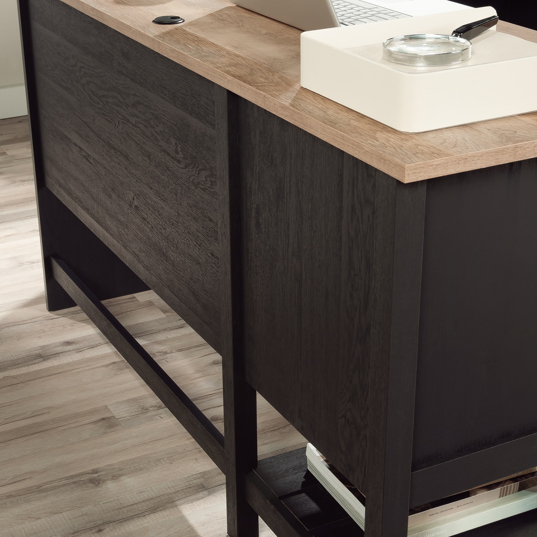 Left. Sauder - Cottage Road L Desk - Raven Oak - Raven Oak.