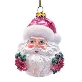 OrnamentallyYou - Enchanting Pink Santa Head Glass Ornament Vintage Christmas Tree Decor - Multi-colored